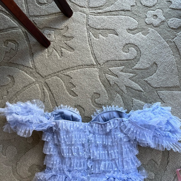 Blue Ruffle Maxi Dress - Picture 9 of 10